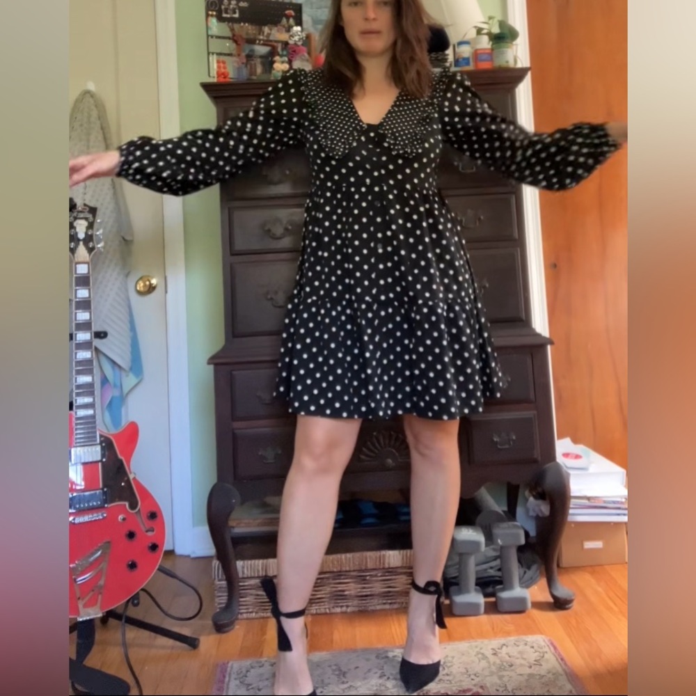 Polka Dot Ruffle Collar Mini Dress